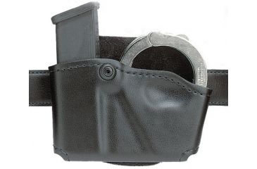 Image of Safariland 573 Concealment Magazine Holder, Paddle, Single w/Cuff Pouch - Carbon Fiber Look Black, Ambidextrous