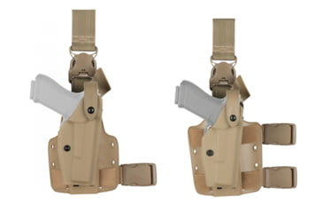 Image of Safariland 6005 SLS Tactical Holster w/ Quick Release Leg Harness - STX FDE Brown, Right Hand 6005-932-551, Brown, Flat Dark Earth