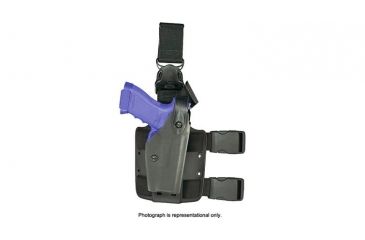 Image of Safariland 6005 SLS Tactical Holster w/ Quick Release Leg Harness - STX Tactical Black, Right Hand 6005-256-121