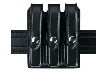 Image of Safariland 777 Slim Triple Mag Pouch W/ Flap, 1911 Government Style, Hi Gloss Black W/ Black Plastic Snap 777-53-9PBL