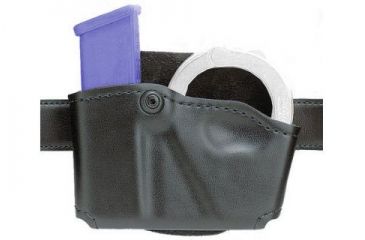 Image of Safariland 573 Concealment Magazine Holder, Paddle, Single w/Cuff Pouch - STX Plain Black, Left Hand 573-53-412