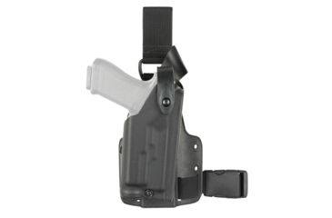 Image of Safariland SLS Tactical Holster w/ Quick Release Leg Harness, Right Hand, STX Tactical Black Leg Shroud Single Strap 6005-14921-121-SP10