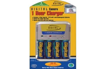 Image of Sakar 1 Hour AA/AAA Charger 100/240V w/ 4 AA 2200 mAh Batteries Rechargeable Battery Charger Kit CH-4900