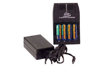 Image of Sakar 15-Minute Charger w/ 4 Batteries 2200 mAh AC/DC Rechargeable Battery Charger Kit CH-6900