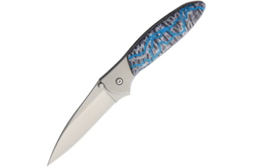 Image of Santa Fe Stoneworks Custom Kershaw Leek A/O Folding Knife, 4in Closed, 3in Bead Blast 14C28N Sandvik SS Blade, w/Bead Blast SS Back Handle, Black Brain Coral Handle w/Turquoise Vein, SF1660BCT