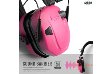 Image of Savior Equipment Apollo Electronic Earmuffs Hearing Protection, Prison Pink, EM-APOLLO-PI