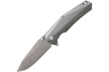 Image of Schrade Linerlock Gray Folding Knife,3.5in,Stainless Steel,Standard Edge,Satin,Gray,Aluminum Handle SCH306