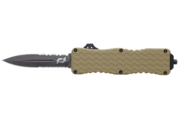 Image of Schrade Uproar Tactical D/A OTF Folding Knives, 3.5in, D2 Steel, Dagger Serrated Blade, FDE Aluminum Handle, 1159305
