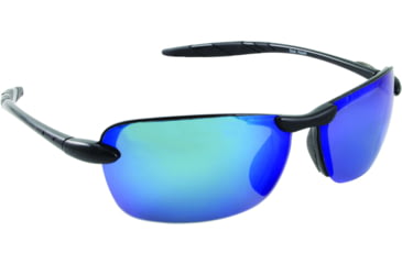 Image of Sea Striker Sea Hawk Sunglasses Black Frame/Blu Mirror Polarized Lenses, 32701