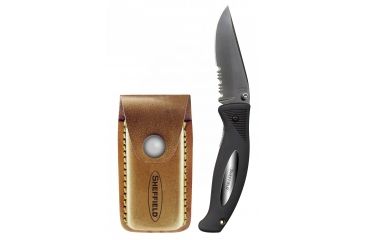 Image of Sheffield Black Water 3.25 in Folding Pocket Knife w/ Sheath, Black, 12091