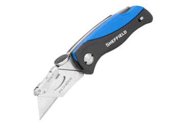 Image of Sheffield Quick Change Lock Back Utility Folding Knife, 4in, ABS Handle, Blue, 12119