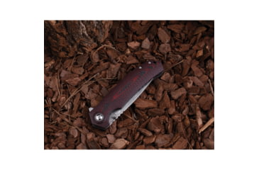 Image of Shieldon Charkos Folding Knife, 5in Closed, 4in Damascus Steel Blade, Black/Red G10 Handle, Nylon Sheath, 7092D1