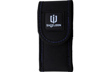Image of Shieldon Tranchodon Black/Green Folding Knife, 4.63in Closed, 3.63in Damascus Steel Blade, Black/Green G10 Handle, Nylon Sheath, 7093D