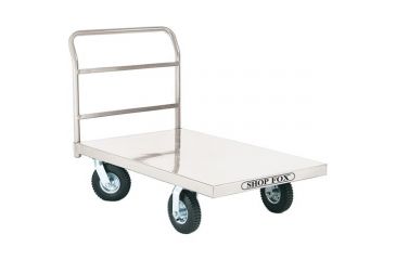 Image of Shop Fox Heavy Steel Platform Truck, Removable Handle, 2,000 lb. Capacity, 8 in. Pneumatic Tires, 48 in L D3240