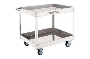 Image of Shop Fox Large Multi-Shelf Cart, 2 Shelves, 500 lb. Capacity, 5 in. Solid Rubber Wh, 36in. Long x 24in. Wide x 3.5in. Deep D3236