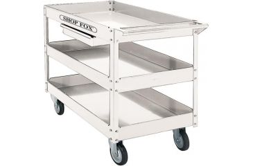 Image of Shop Fox Large Multi-Shelf Cart, 3 Shelves, 550 lb. Capacity, 5 in. Solid Rubber Wh, 36in. x 24in. x 3.5in. Trays, 15in. x 10in. x 2.75 D3239