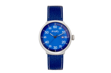 Image of Simplify The 7100 Leather-Band Watch w/Date, Blue/Blue, One Size, SIM7104