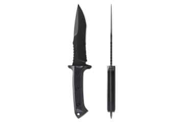 Image of Skallywag Tactical Riptide Spear Point Serrated Fixed Blade Knife, 6.35 in, D2, Spear Point Blade, G10 Handle, Black, RPSB