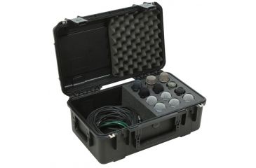 Image of SKB Cases iSeries Injection Molded case w/foam for 12 Mics w/storage compartment, Black 3i-2011-MC12