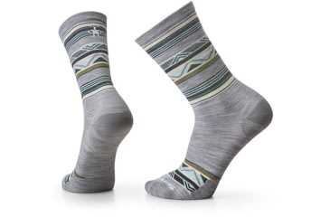Image of Smartwool Everyday Zig Zag Valley Crew Socks, Light Gray, Medium, SW0019980391-M