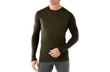 Image of Smartwool Midweight Pattern Crew Long Sleeve - Men's-Olive Heather-Large