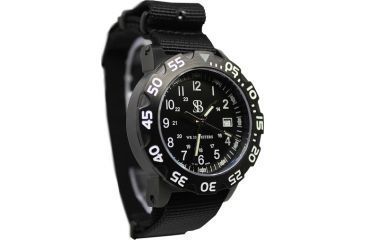 Image of Smith&amp;Bradley Ltd. Sans-13 PVD Black-Coated 42mm Watch, Black Face/Black NATO Band Sans-black-BNATO