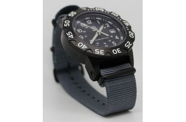 Image of Smith&amp;Bradley Ltd. Sans-13 PVD Black-Coated 42mm Watch, Black Face/Gray NATO Band Sans-black-GNATO