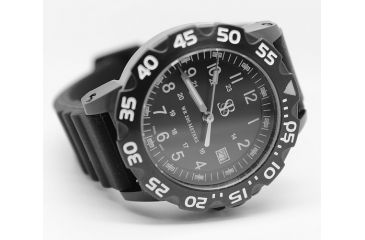 Image of Smith&amp;Bradley Ltd. Sans-13 PVD Black-Coated 42mm Watch, Black Face/Black Rubber Band Sans-black-RBS