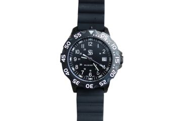 Image of Smith&amp;Bradley Ltd. Sans-13 PVD Black-Coated 42mm Watch, Black Face/Black Rubber Band Sans-black-RBS