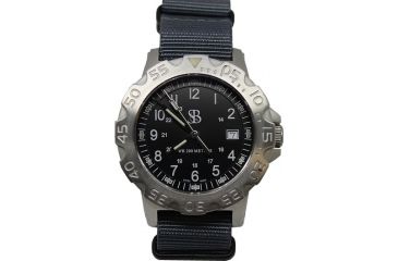 Image of Smith&amp;Bradley Ltd. Sans-13 Stainless Steel 42mm Watch, Black-Silver Face/Gray NATO Band Sans-stainless-GNATO
