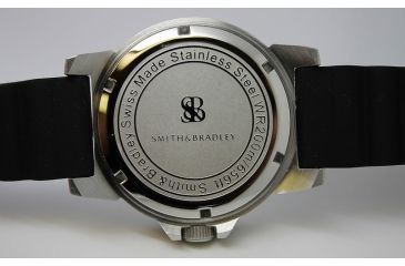 Image of Smith&amp;Bradley Ltd. Sans-13 Stainless Steel 42mm Watch, Black-Silver Face/Rubber Black Band Sans-stainless-RBS