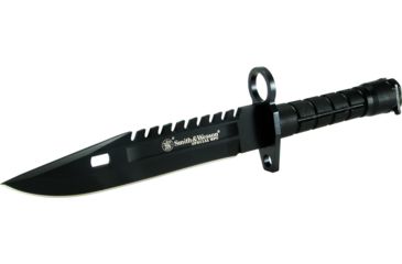 Image of Smith &amp; Wesson Special Ops M-9 Bayonet Knife, 12.8in, Steel Spear Point Blade, Black Nylon Fiber Handle, Clam Package, SW3BCP