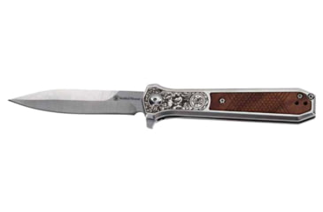 Image of Smith &amp; Wesson Unwavered Spring Assisted Opening Folding Knives, 3.5in, Dagger, Rosewood Handle, 1205011