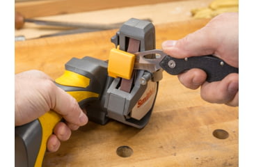 Image of Smiths Cordless Knife/Tool Sharpener, Coarse Ceramic, Fine, Gray/Yellow, Medium, 50969