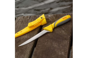 Image of Smiths Mr. Crappie Fishing Combo, 6in, 400 Stainless Steel, Fixed Fillet Plain Blade, TPE Yellow/Gray Handle, 51232