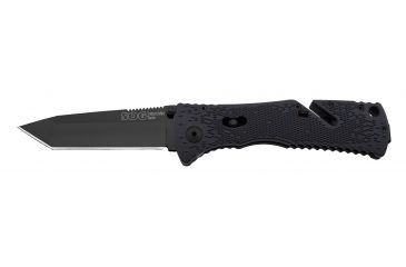 Image of SOG Knives TF-27 Trident Mini Straight Tanto Black TiNi Folding Knife