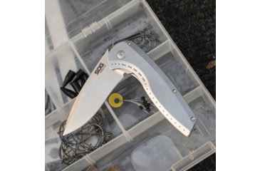 Image of SOG Specialty Knives &amp; Tools Aegis Flk 2.0 Frame Lock 14-41-03-43 Stonewashed Stainless Steel Pocket Knife - SOG-14-41-03-43
