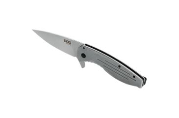 Image of SOG Specialty Knives &amp; Tools Aegis FLK 3.38in Folding Knife, Stonewashed Drop Point Blade, Stainless Steel, 14-41-02-42