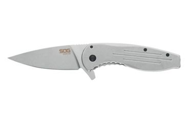Image of SOG Specialty Knives &amp; Tools Aegis FLK 3.38in Folding Knife, Stonewashed Drop Point Blade, Stainless Steel, 14-41-02-42