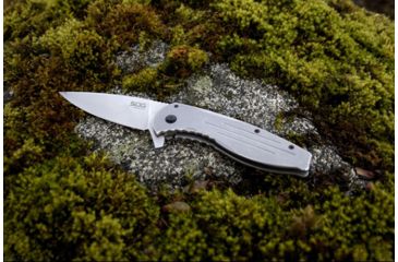 Image of SOG Specialty Knives &amp; Tools Aegis FLK 3.38in Folding Knife, Stonewashed Drop Point Blade, Stainless Steel, 14-41-02-42