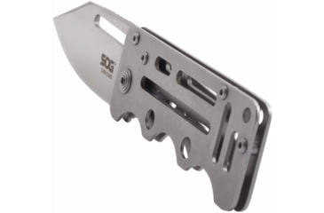 Image of SOG Specialty Knives &amp; Tools Cash Card Folding Knife, 2.75in, 8Cr13MoV Stainless Steel Blade, Clip Point, Silver, Stainless Steel Handle, Silver, SOG-EZ1-CP