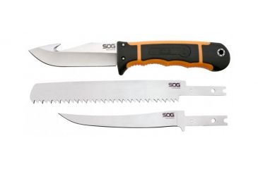 Image of SOG Specialty Knives &amp; Tools Exchange Interchangeable Fillet Fixed Knife, Skinning and Saw 4.3 in. Steel Blades, Satin Finish, Orange HT201N-CP