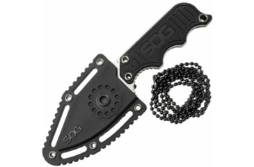 Image of SOG Specialty Knives &amp; Tools Instinct Mini Fixed Blade Knife, 1.9in, 5Cr15MoV Blade, Clip Point, Black, Silver, Stainless Steel and G10 Handle, Silver, SOG-NB1002-CP