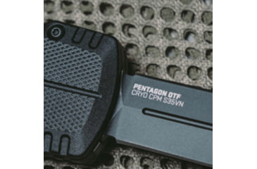 Image of SOG Specialty Knives &amp; Tools Pentagon Blackout OTF Automatic Folding Knife, 3.75in, S35VN Stainless, Spear Point Blade, Black TiNi, Black Aluminum Handle, 15-61-01-57