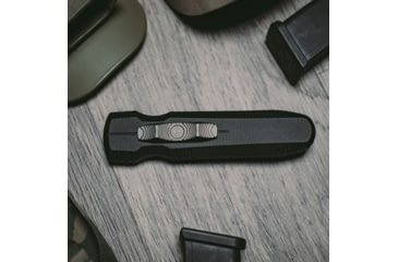 Image of SOG Specialty Knives &amp; Tools Pentagon Blackout OTF Automatic Folding Knife, 3.75in, S35VN Stainless, Spear Point Blade, Black TiNi, Black Aluminum Handle, 15-61-01-57