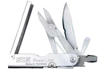 Image of SOG Specialty Knives &amp; Tools PowerLock Multiool Scissors w/ Nylon Sheath, Satin Finish, Silver, SOG-S60N-CP