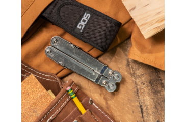 Image of SOG Specialty Knives &amp; Tools PowerLock Multiool Scissors w/ Nylon Sheath, Satin Finish, Silver, SOG-S60N-CP