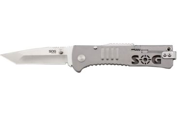 Image of SOG Specialty Knives &amp; Tools Slim Jim - Tanto Knive, 3.18in AUS-8 Steel Blade, Stainless Steel Handle, Silver, SJ-33