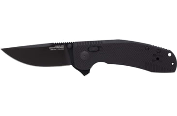 Image of SOG Specialty Knives &amp; Tools Tac XR Blackout Automatic Folding Knife, D2 Tool Steel, Partially Serrated, Black TiNi, Black Anodized Aluminum Handle, 12-38-01-57