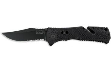 Image of SOG Trident Mini Knife w/ PS Fold 3.15in. Steel Blade and GRN Handle, BLK TiNi Finish, Black TF21-CP
